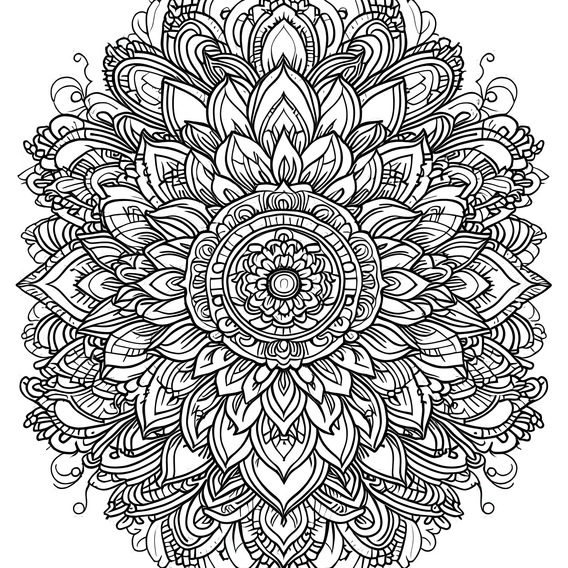 outline art for mandala coloring pages, white background, sketch style, full body, only use outline, mandala style, clean line art, no shadow, clear and well outline