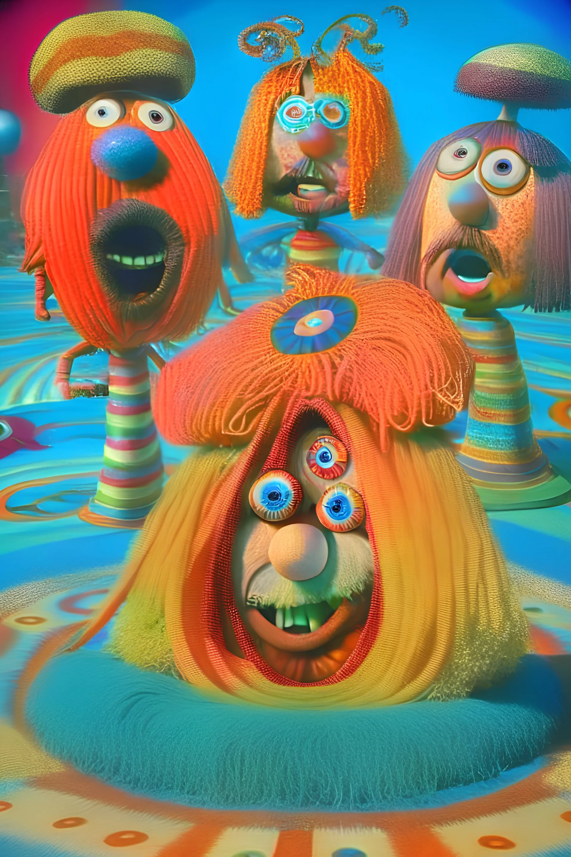 The characters from magic roundabout on acid