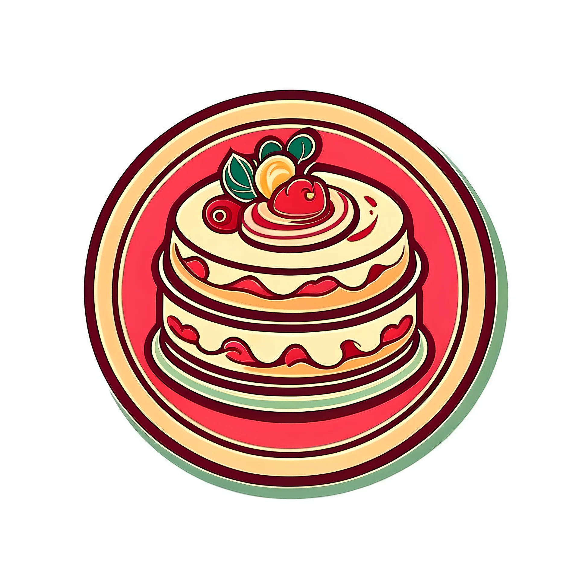 fancy decorated round logo with a cake