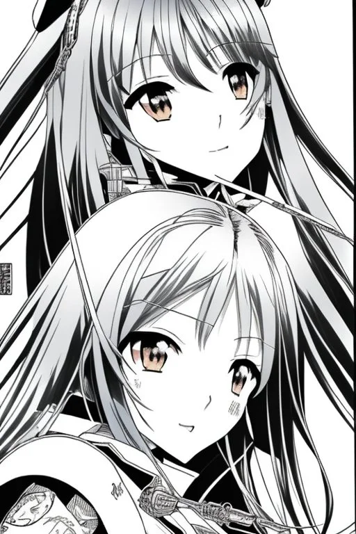 Yui Hatano as drawn by Akira Hiramoto, black and white