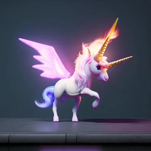 CM küre içinde fantastik unicorn ateşli kanatları olan