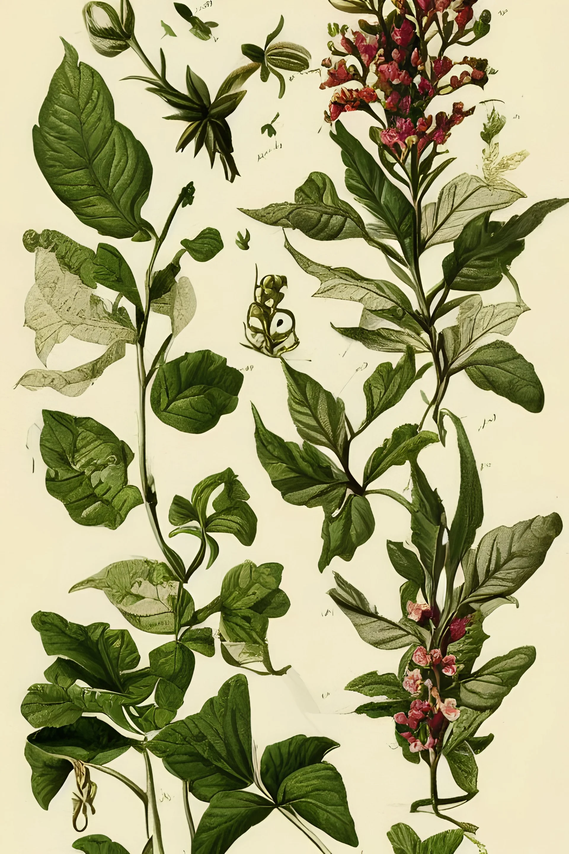 Vintage Botanicals Illustrations on Cream Background