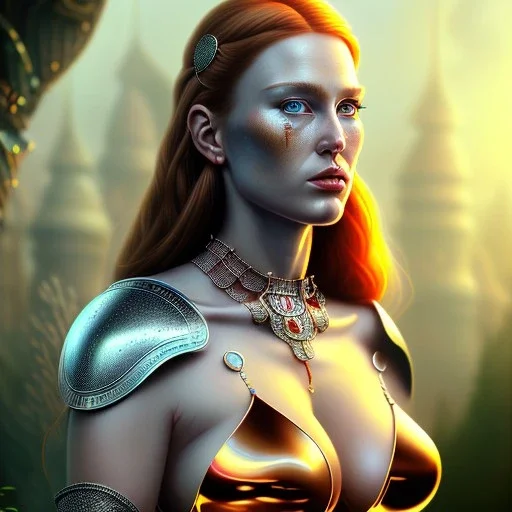 ultra detailed portrait of beautiful Red Sonja , wearing a bikini plate armor, extremely detailed digital painting, extremely detailed face,crystal clear green eyes, in the style of robert e howard and pablo oliveira and Ken Kelley, mystical colors,perfectly centered image, perfect composition, rim light, beautiful lighting,8k, stunning scene, raytracing