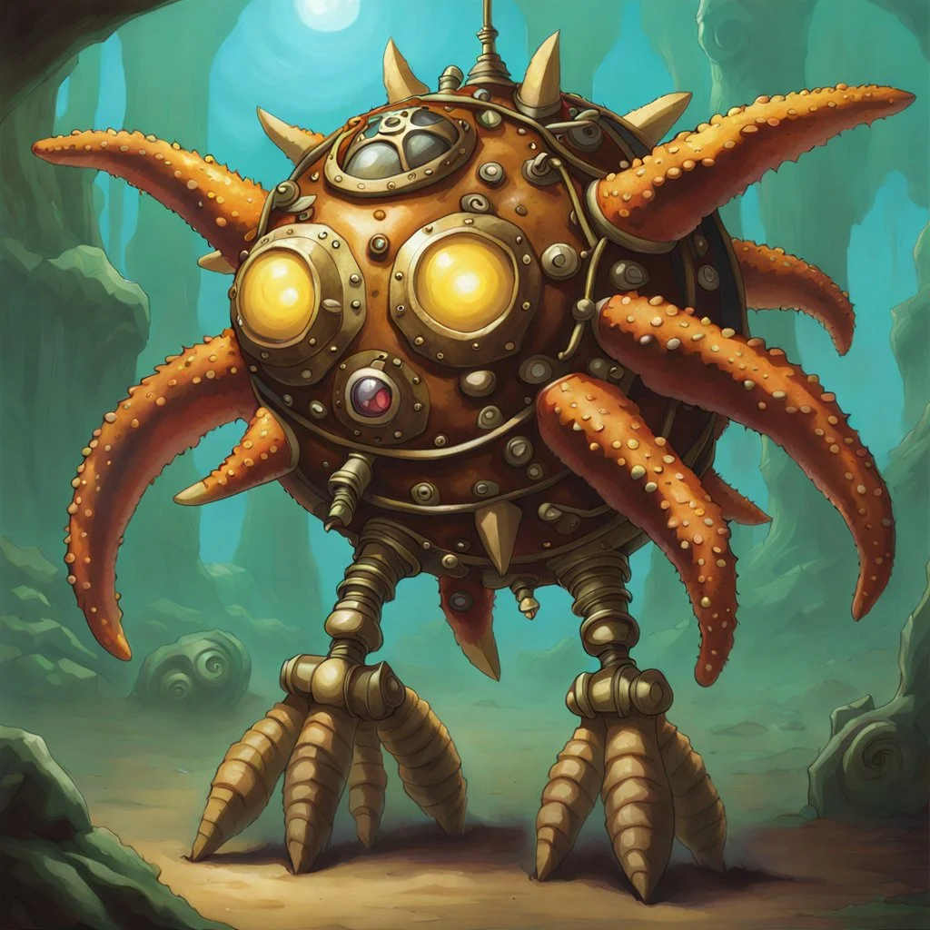 fantasy 90's tcg steampunk starfish creature artwork