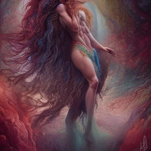 ::Beautiful Centaur.Creature of a combination of a man and a horsehalf horse and half human::Arrives into Acheron River:: insanely detailed and intricate, colourful, abstract,fantasy,hyperrealism, delicate, high definition, detailed, complex, triadic vibrant colour, by Tom Bagshaw,