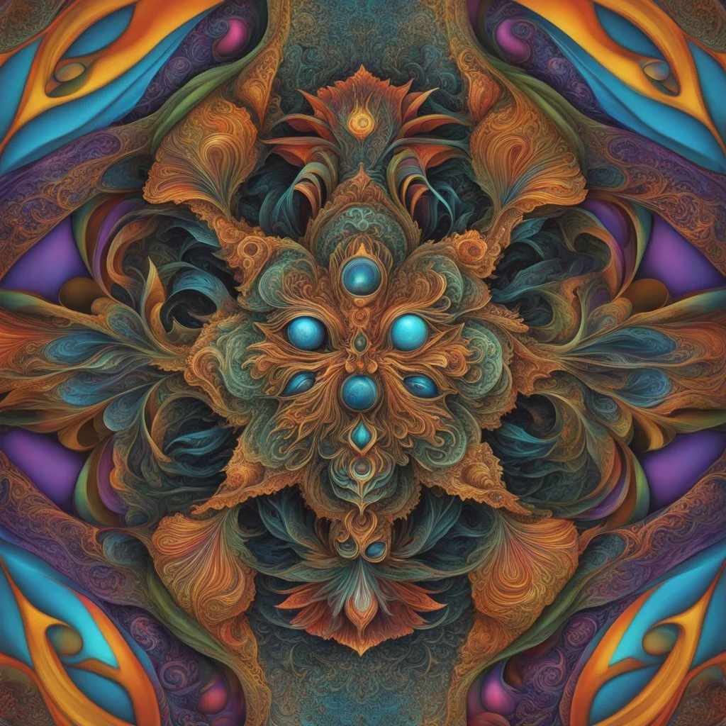 Dmt intense visions, ultra realistic, highly detailed, 8k, symmetry, fractals, grotesque, vibrant. Complex composition. Dynamic poses.