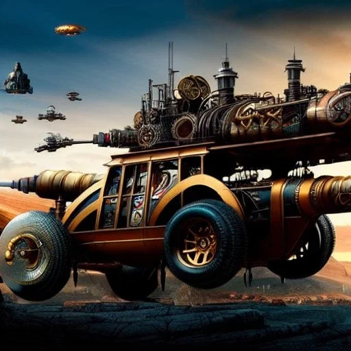 fullbody Drawing of 'sketch of steampunk Vehicles as in the movie mortal engines(2018)',intricate detail,andrea bonelli,Kilian Eng,Ohrai,evan lee,Aleksandr Sidelnikov,KyuYong Eom,three quarters frontal aerial view,toned colors,32k