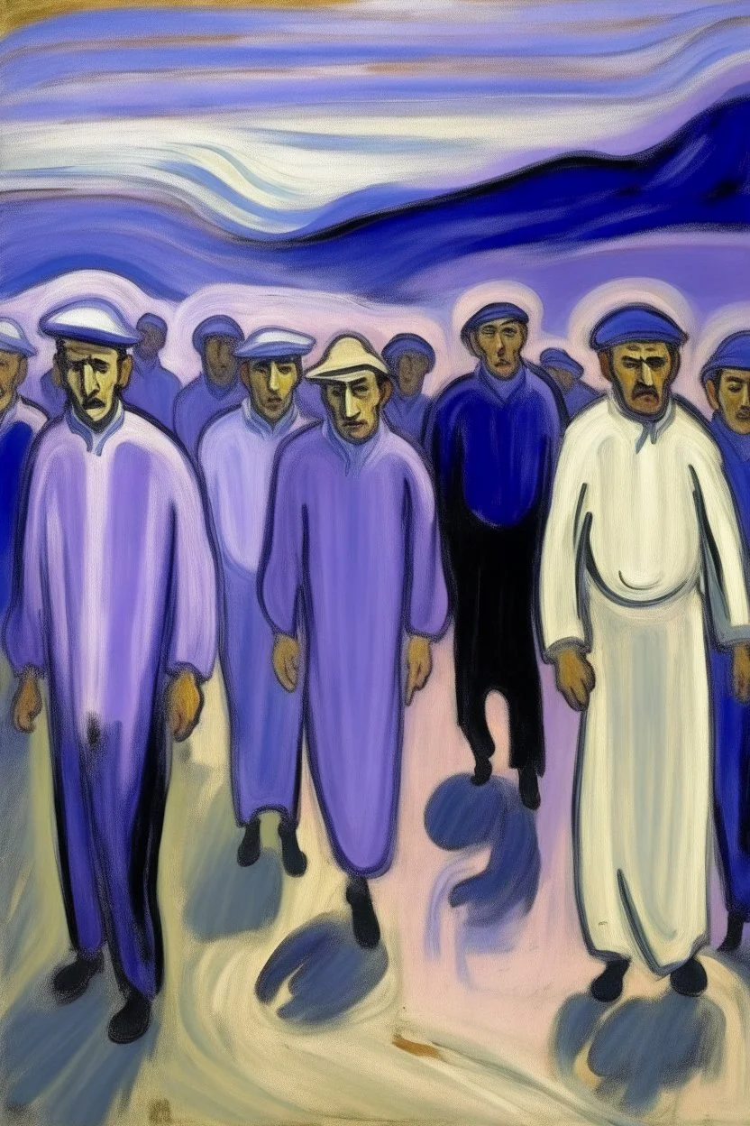 A light purple parade painted by Edvard Munch