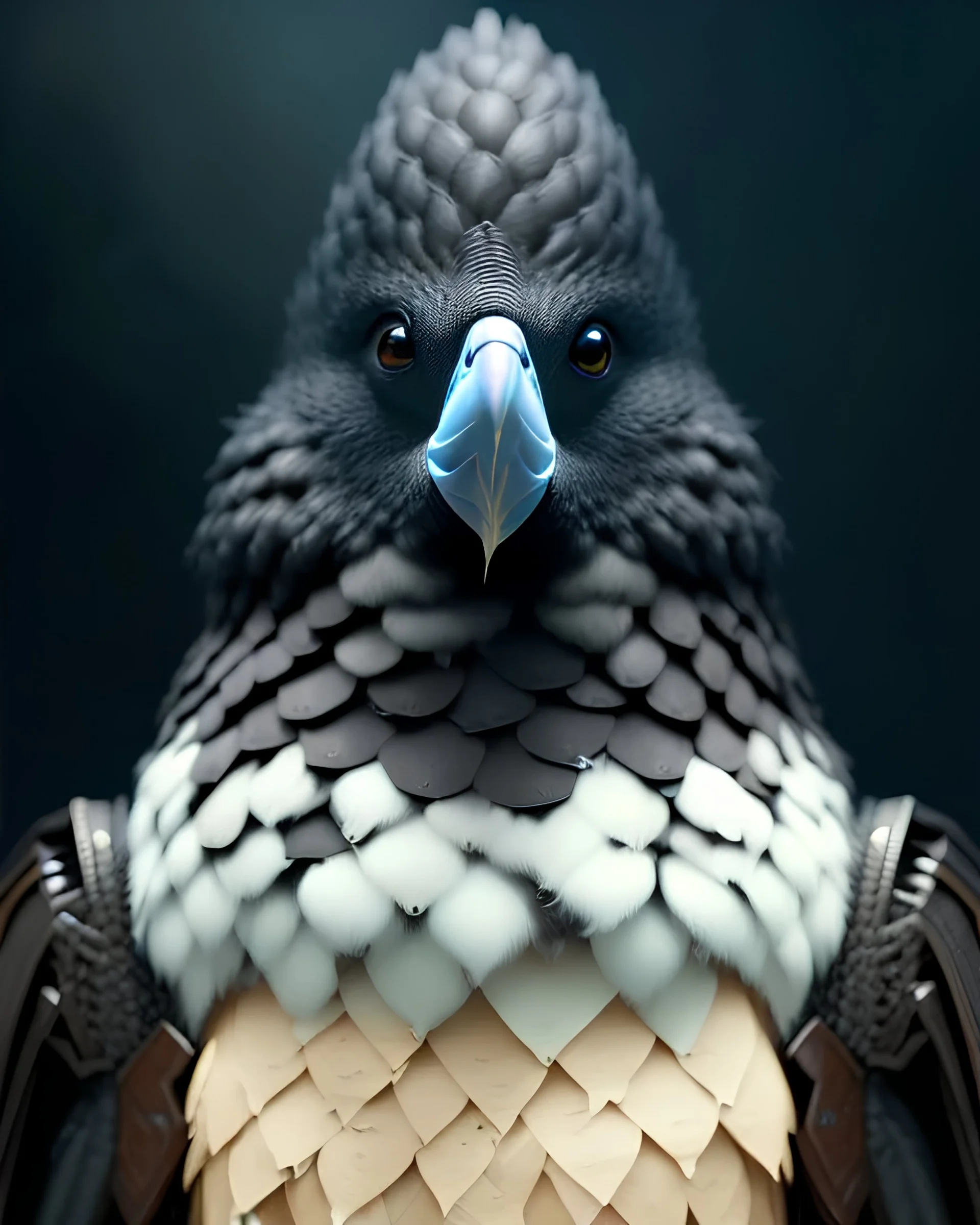 "black feathered, rogue, mysterious Kenku male, bird, full-scale head and shoulders portrait, 8k resolution concept art portrait by Greg Rutkowski, Artgerm, WLOP, Alphonse Mucha dynamic lighting hyperdetailed intricately detailed Splash art trending on Artstation triadic colors Unreal Engine 5 volumetric lighting Splash art fantasy"