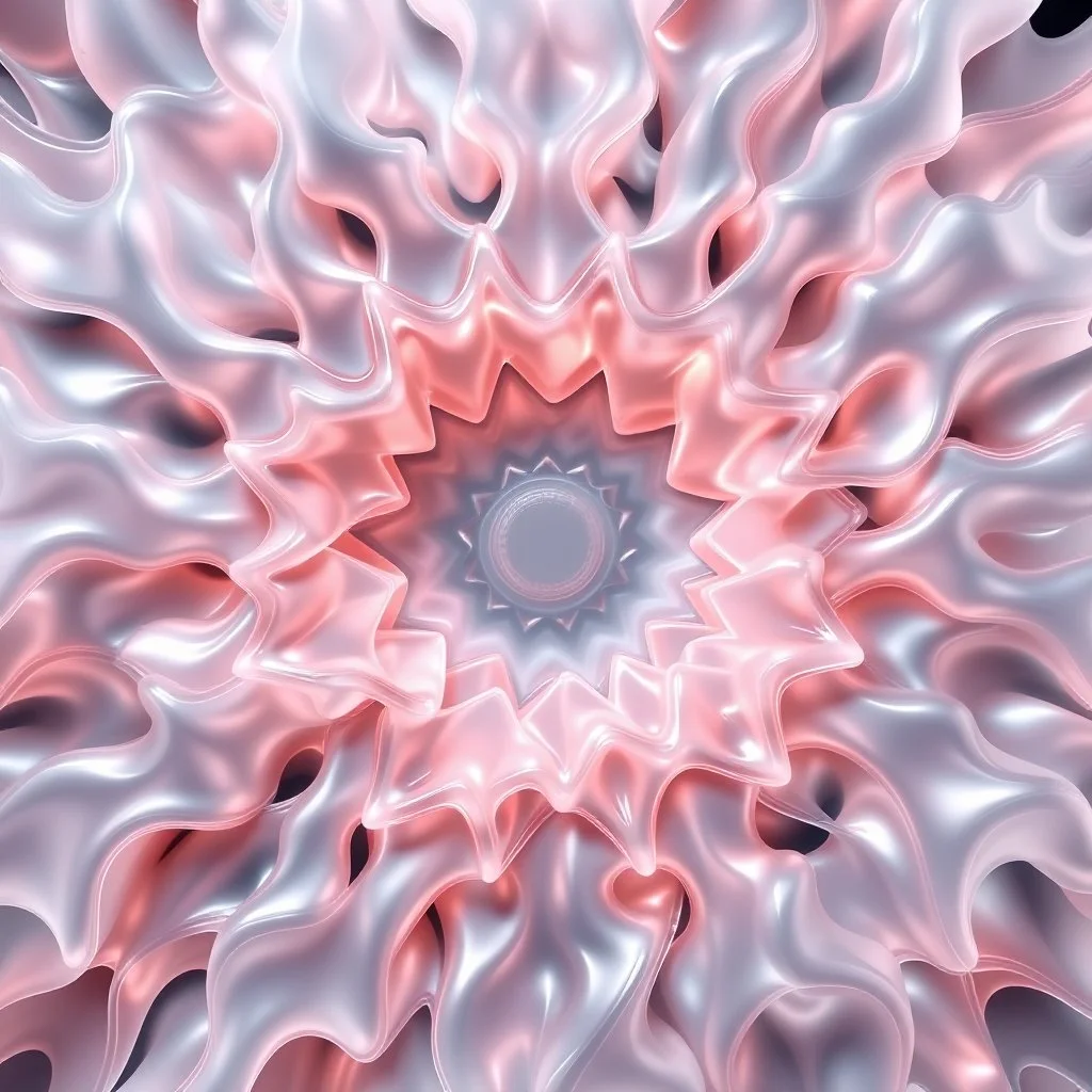 Mesmerizing abstract 3d visual, mass of flowing translucent shapes, centered, soft aesthetic, negative space.