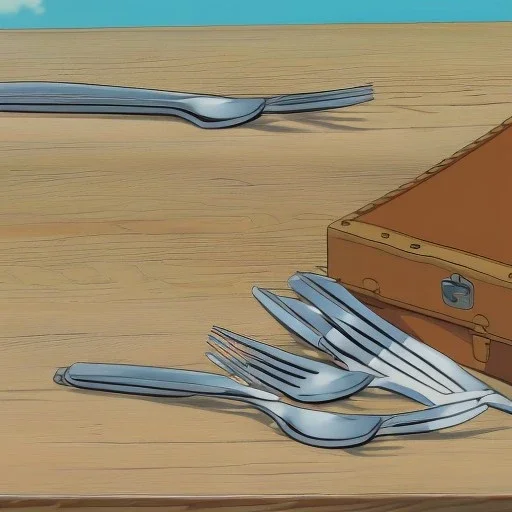 cartoon a open chest full of silverware