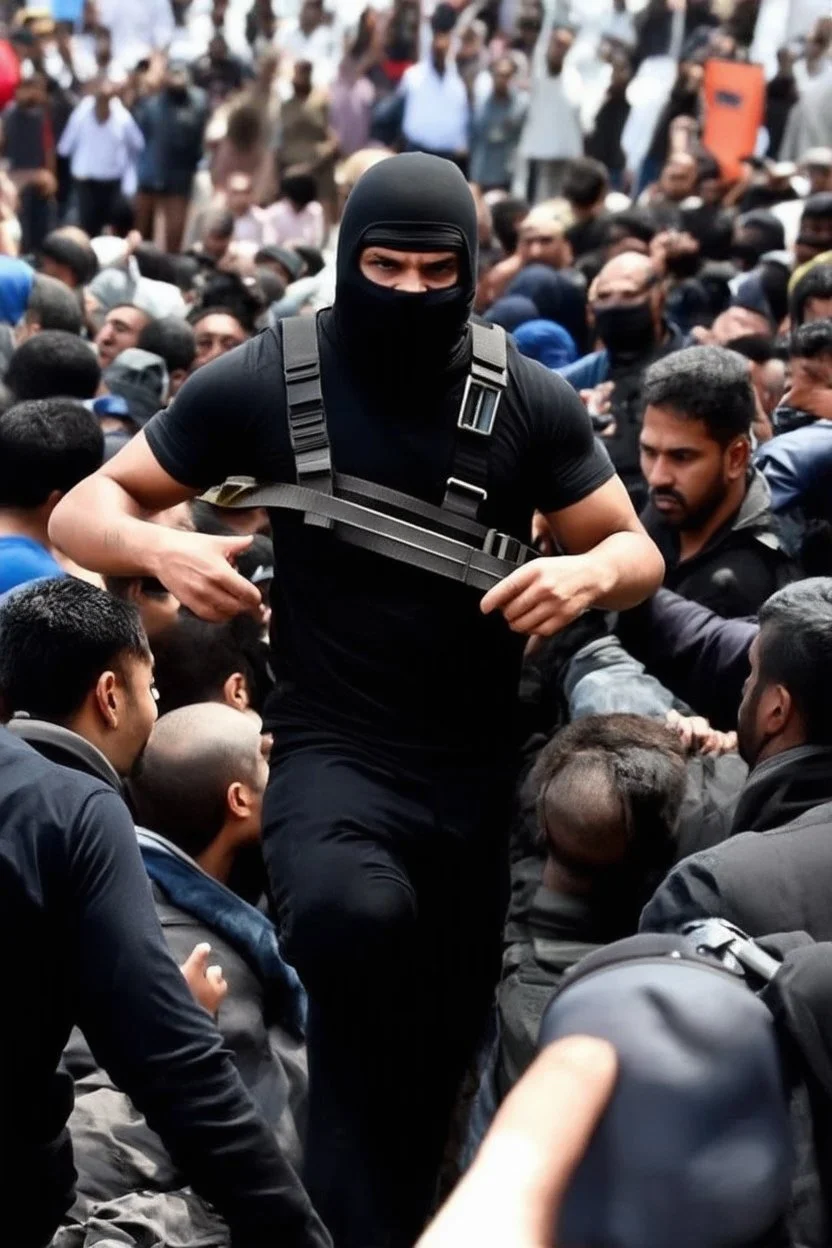 Terrorist mit bombengürtel in menschen menge drohung