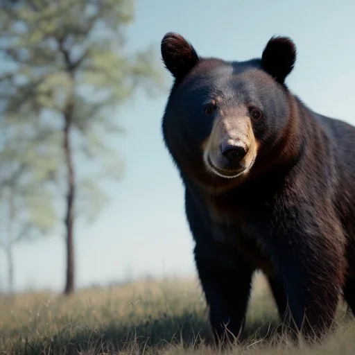 unreal 5, octane render,cinema4d, dynamic lighting, dramatic lighting, 4k, redshift render, highly detailed, hyper realistic,anthropomorphic black bear long