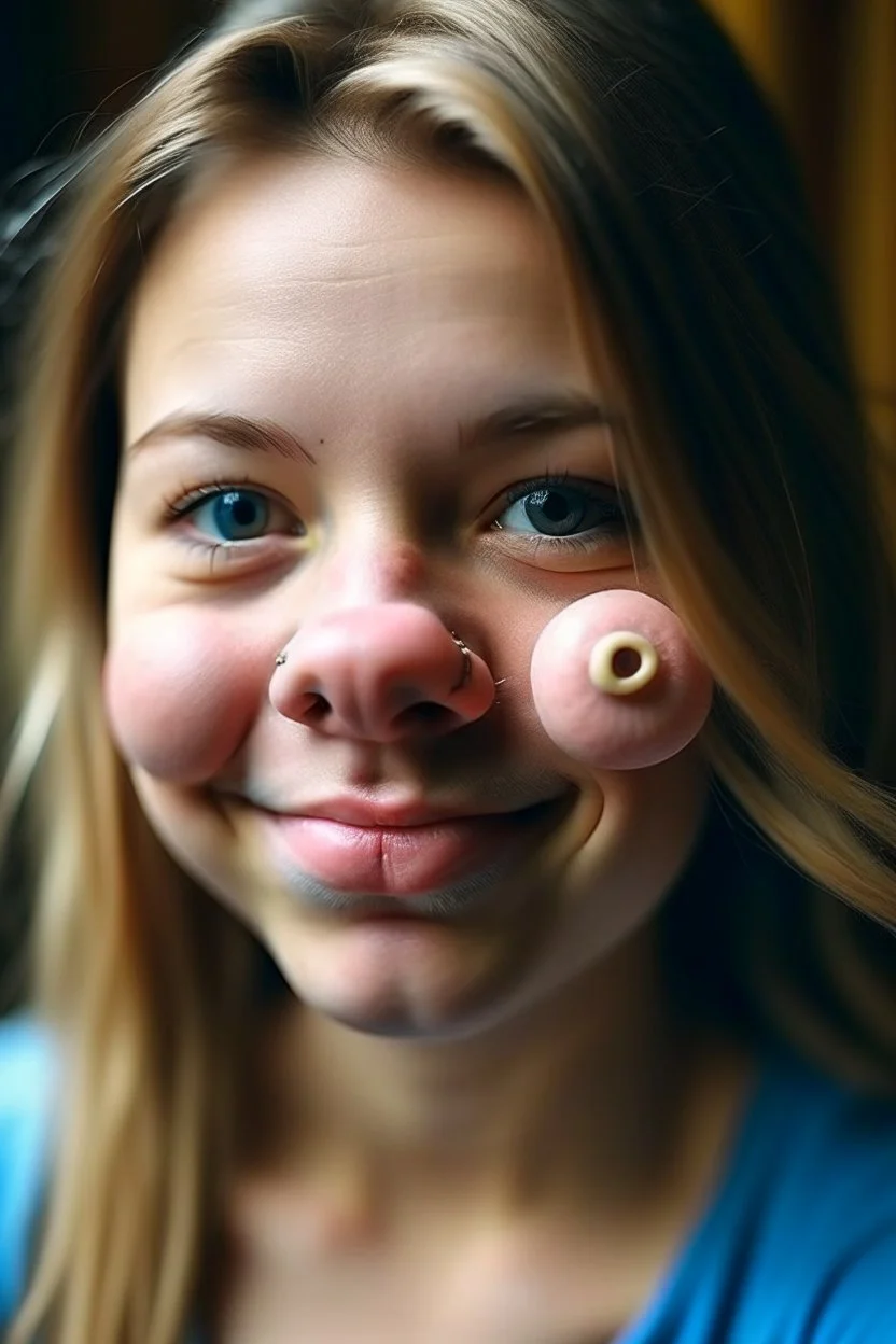 Piękna dziewczyna z nosem świni