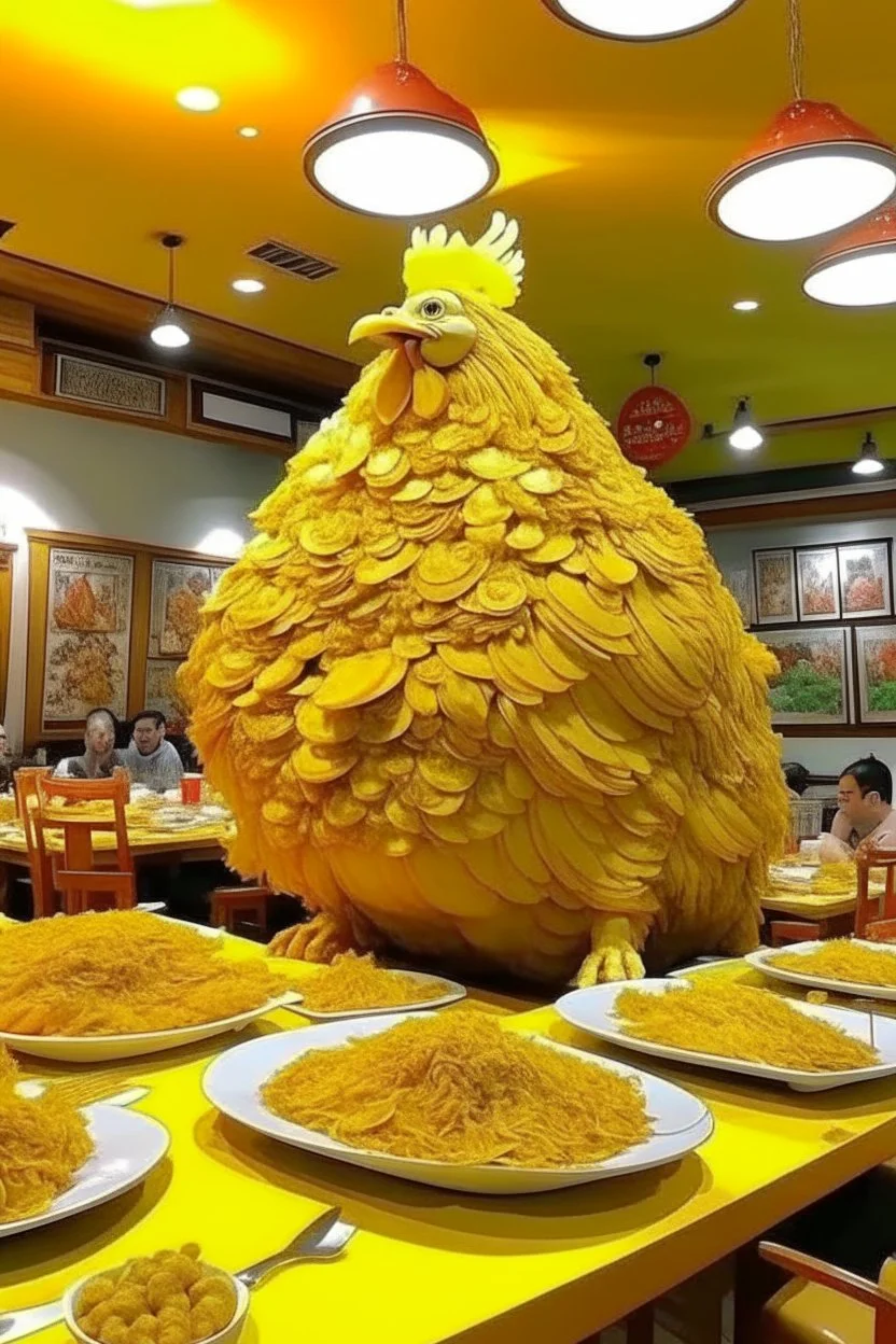 restaurant that looks like everything is made out of chicken inside