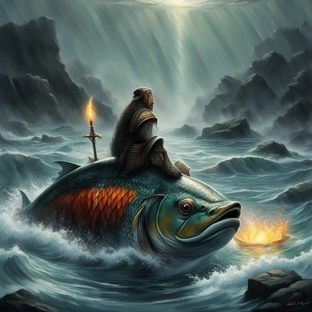 "What fish of all fishes, Swims strong in the flood, But hath learnt little wit to beware Thine head must thou buy, From abiding in hell, And find me the wan waters' flame "'Andvari folk call me, Call Oinn my father, Over many a force have I fared; For a Norn of ill-luck, This life on me lay Through wet ways ever to wade.'