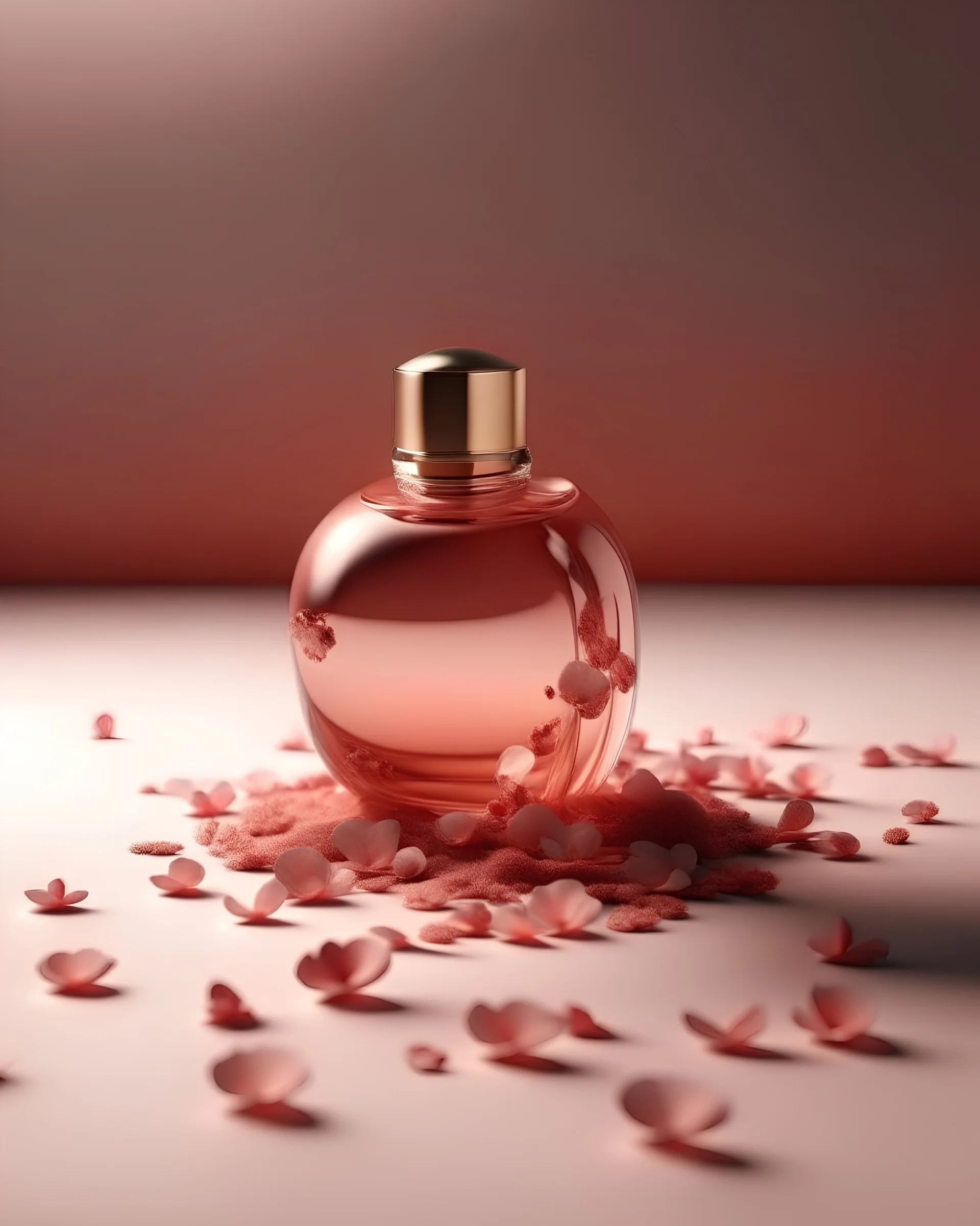 generate me an aesthetic image of perfume for Perfume Bottles with Floating Petals