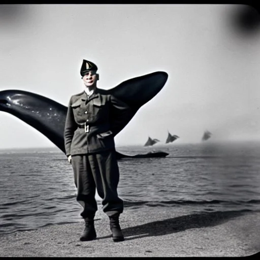 Orca soldier, WW2, Real photo, historical, world war whale, war of the whales