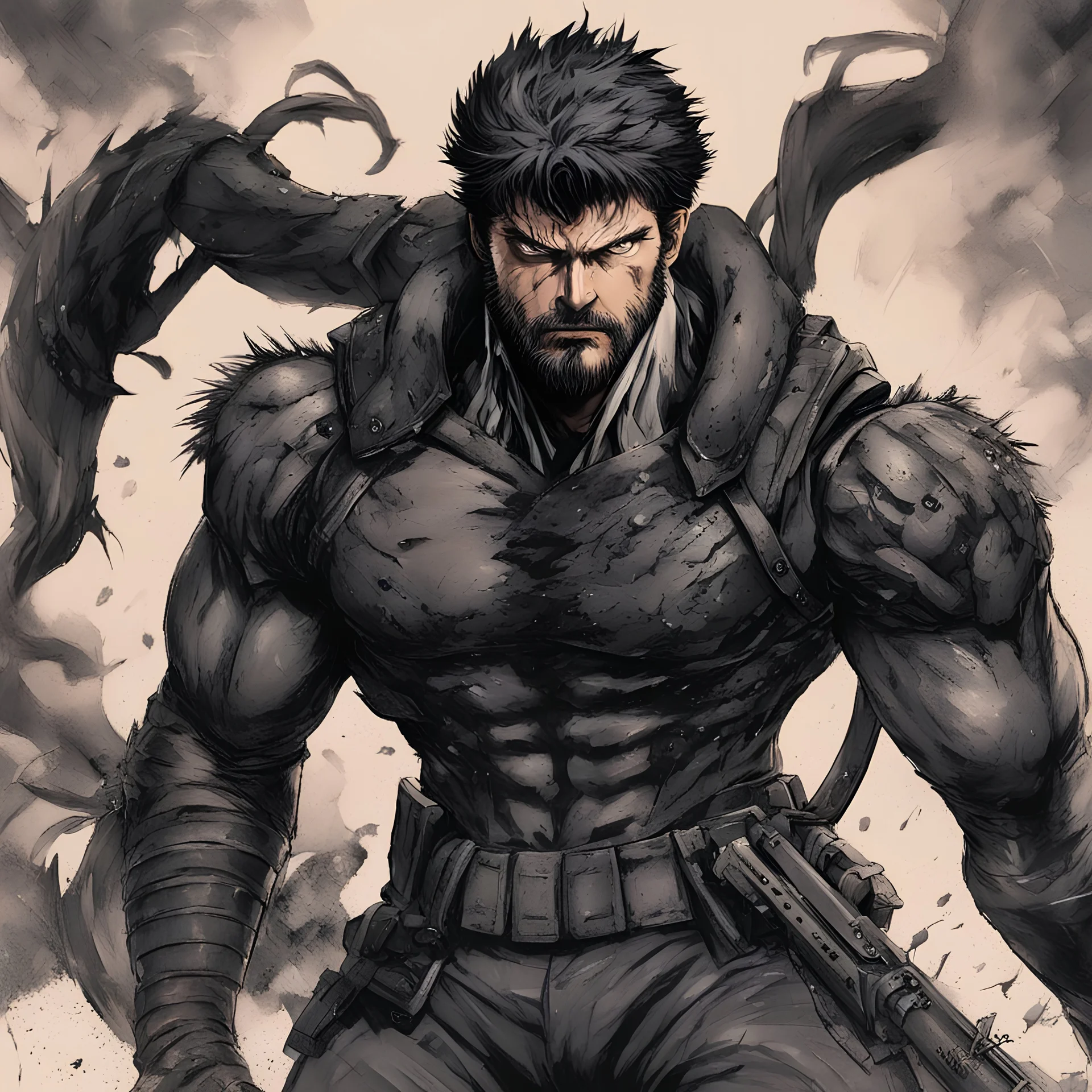 Guts, Berserk manga, fighting Venom Snake, MGSV