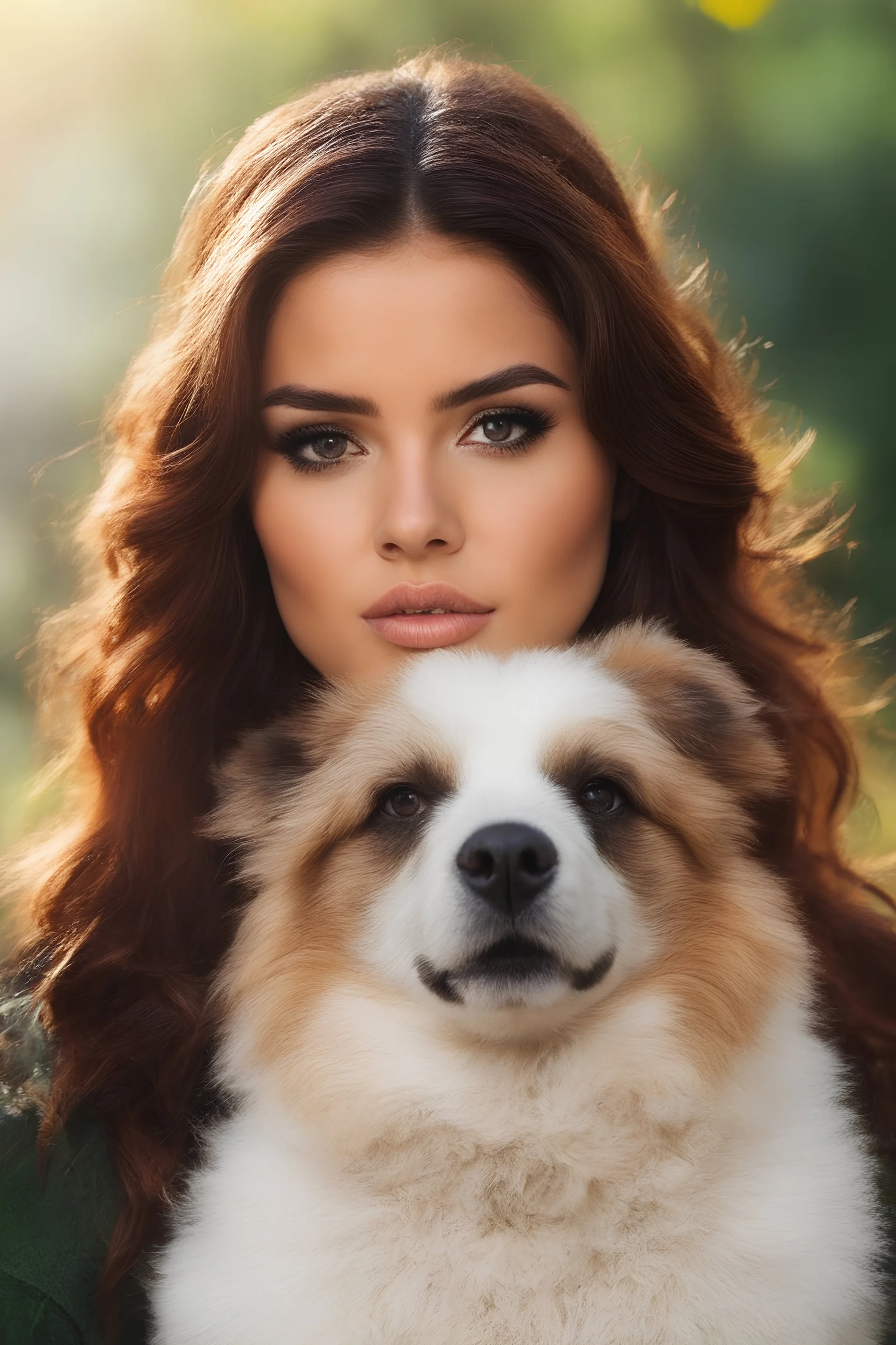 Demi Rose is so beautiful with her auburn hair and green eyes that all I want to do is paint a close-up facial portrait of Bilbo Baggins and a Sheep Dog