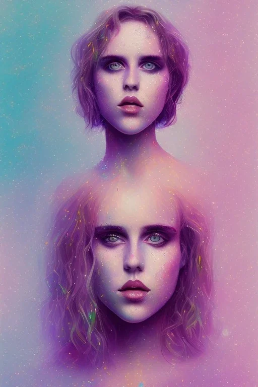 Danish singer MØ face , impressionism, purple tones,