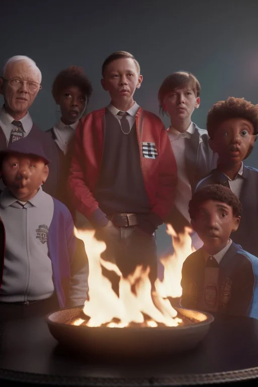 The Grange Hill gang spitting and setting it on fire.