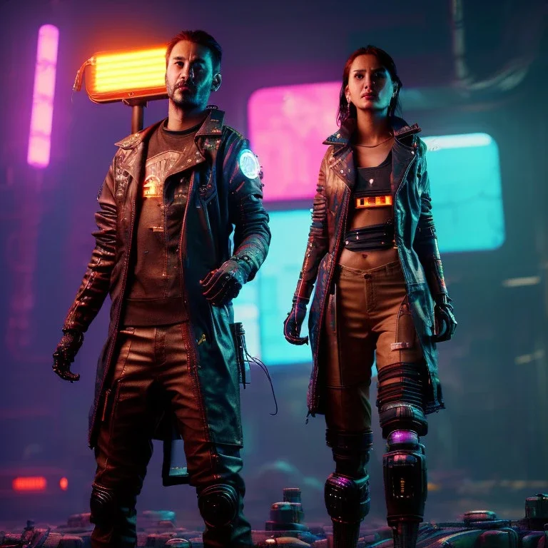 Cyberpunk look character style , pretty woman, futuristic, rounded face, blood, black, gold, brown, samurai dress, decorative color feathers, simetric, circuits, neon style, a lot of led lights, fog, rain, vibrant color, highly detailed, art stations, concept art, smooth, unreal engine 5, god rays, ray tracing, RTX, lumen lighting, ultra detail, volumetric lighting, 3d, finely drawn, high definition, high resolution.