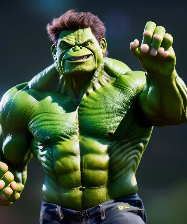 Hulk toddler, full body, dramatic lighting, smile, hyper realistic