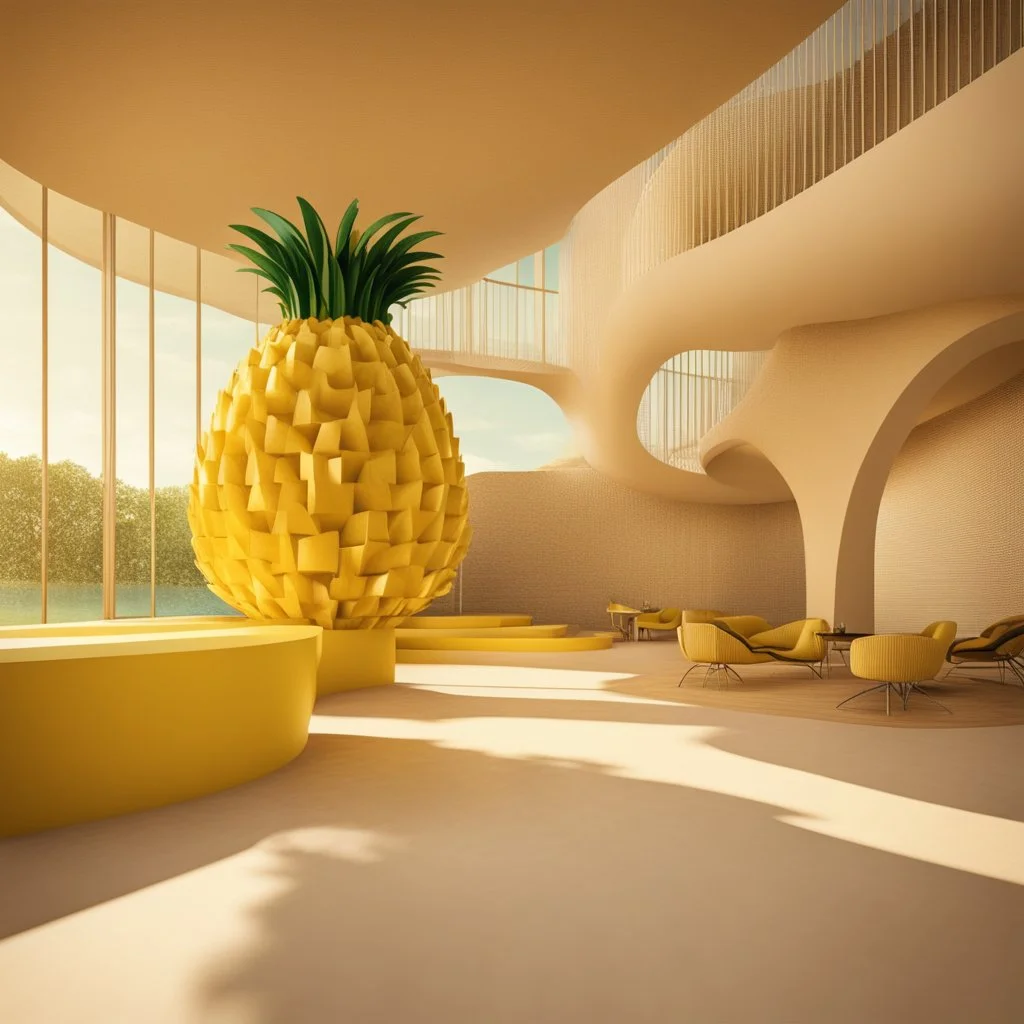 A tourist resort in the shape of a pineapple "interior design"