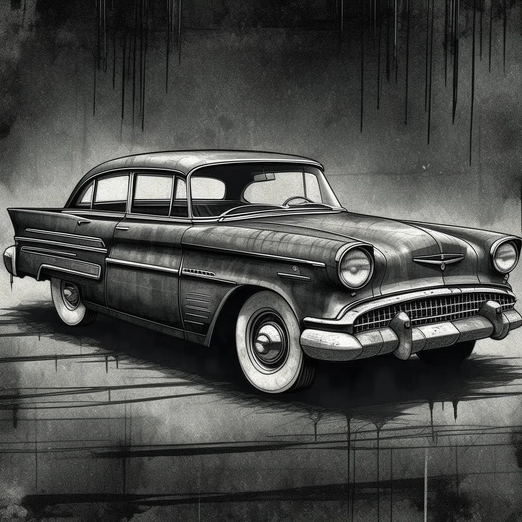 An old classic car 1900 a side view , Hyper Realistic Aerial Grungy Dark-Grey Brush strokes on a dark rustic background with charcoals