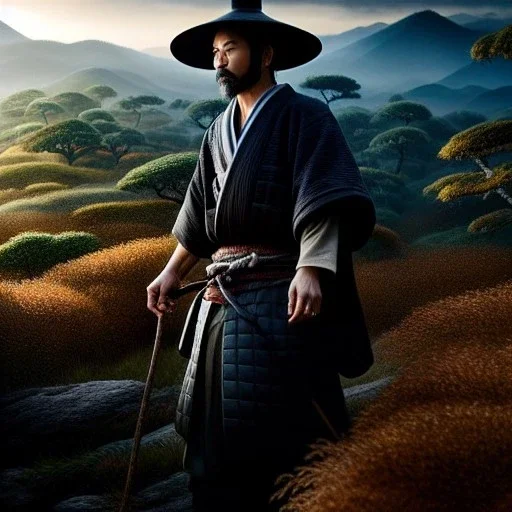 Ultra detailed fullbody Portrait in oil on canvas of Ghost Of Tsushima scenery,intense stare,extremely detailed digital painting, extremely detailed face,crystal clear Big eyes, mystical colors ,perfectly centered image, perfect composition, rim light, beautiful lighting,masterpiece,8k, stunning scene, raytracing, anatomically correct, in the style of robert e howard and Ken Kelley and Ohrai Noriyoshi and Simon Bisley and tomzj1