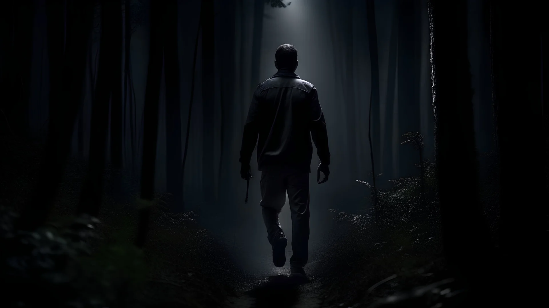 Dark Forest, Monsterverse, a man walking in the night with flashlight, urban legend