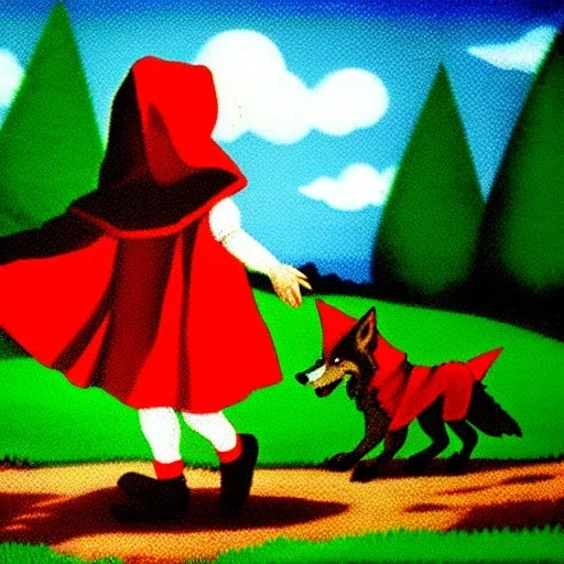 little red riding hood chases the wolf