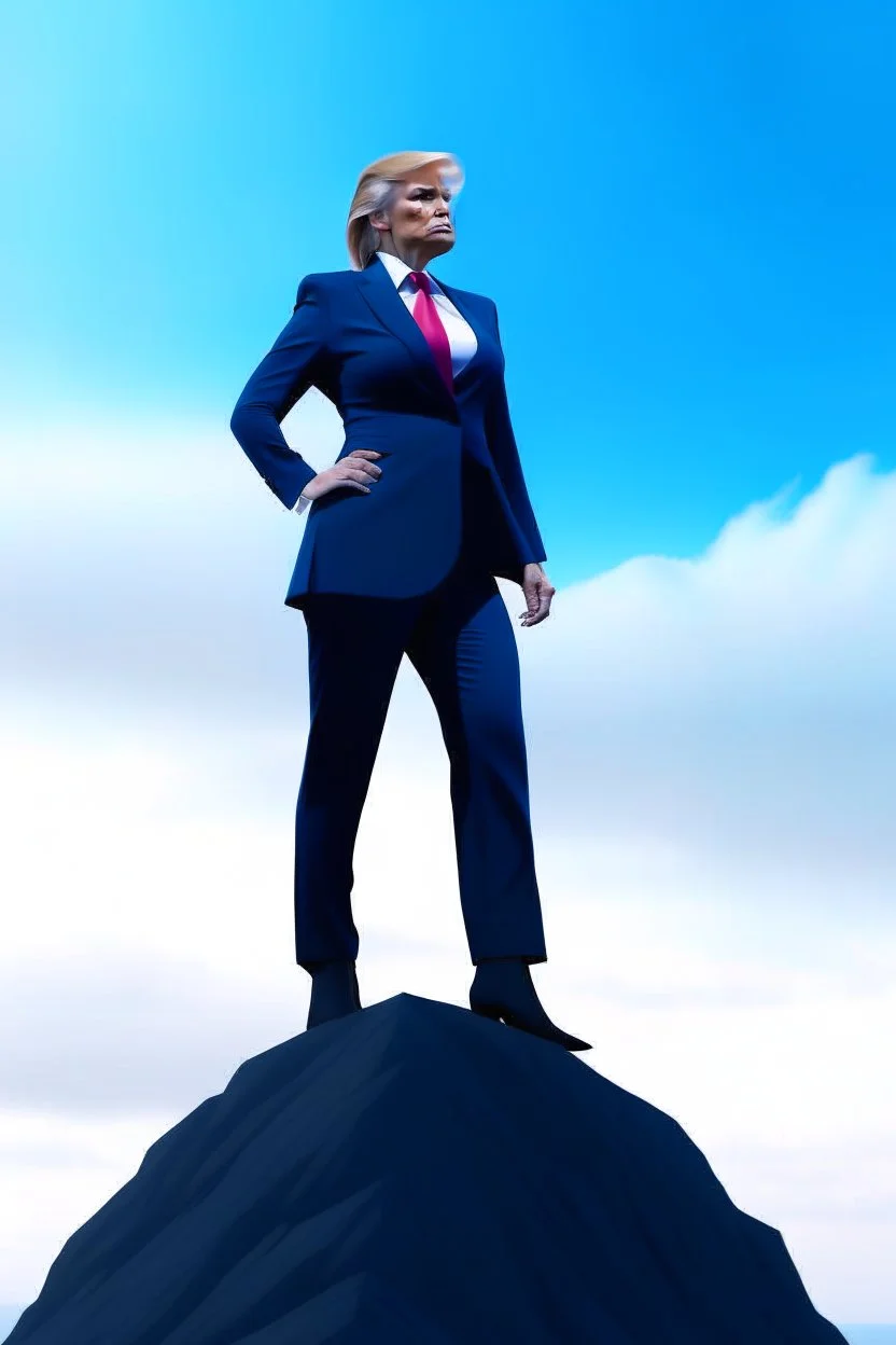 strong woman standing on top of trump