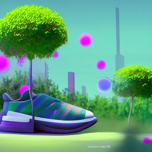 pixar style, volumetric summer garden environment and background, realistic painting of adidas sneaker, looking excited, volumetric lighting, dramatic lighting, detailed digital painting, anime, ornate, colour-saturated colors, chaotic, small minutiae, tiny features, particulars, centered, smooth, sharp focus, renderman gofur render, 8k, uhd, detailed eyes, realistic shaded volumetric lighting, sunlight caustics, backlight, centered camera view