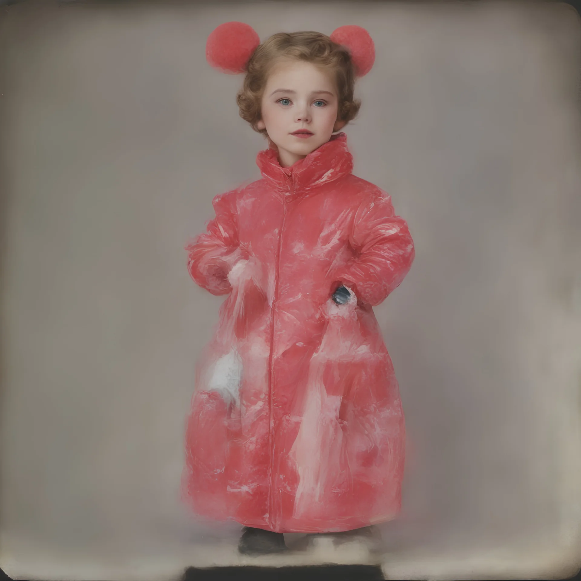 Disney aurora, red, autochrome, plastic puffy jacket