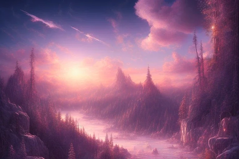 opening to the soft pink and blue crystal sky