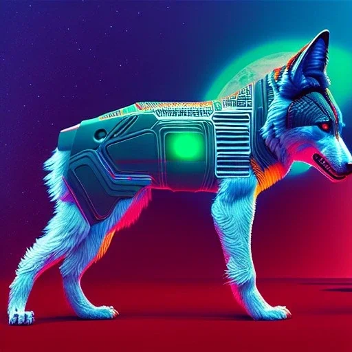 fullbody Drawing of 'Robot Wolf',intricate detail,andrea bonelli,Kilian Eng,Ohrai,evan lee,Aleksandr Sidelnikov,KyuYong Eom,three quarters frontal aerial view,toned colors,16k