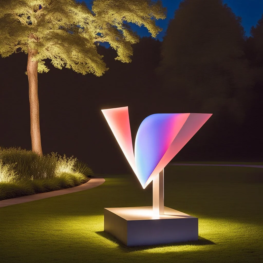 an abstract noctilucent glittering sculpture in a garden at night by artist "Lygia Pape",by artist "Lygia Clark"