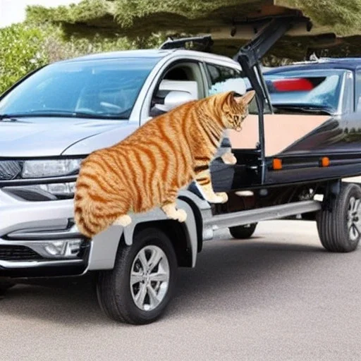 Car transporter from hell with cats