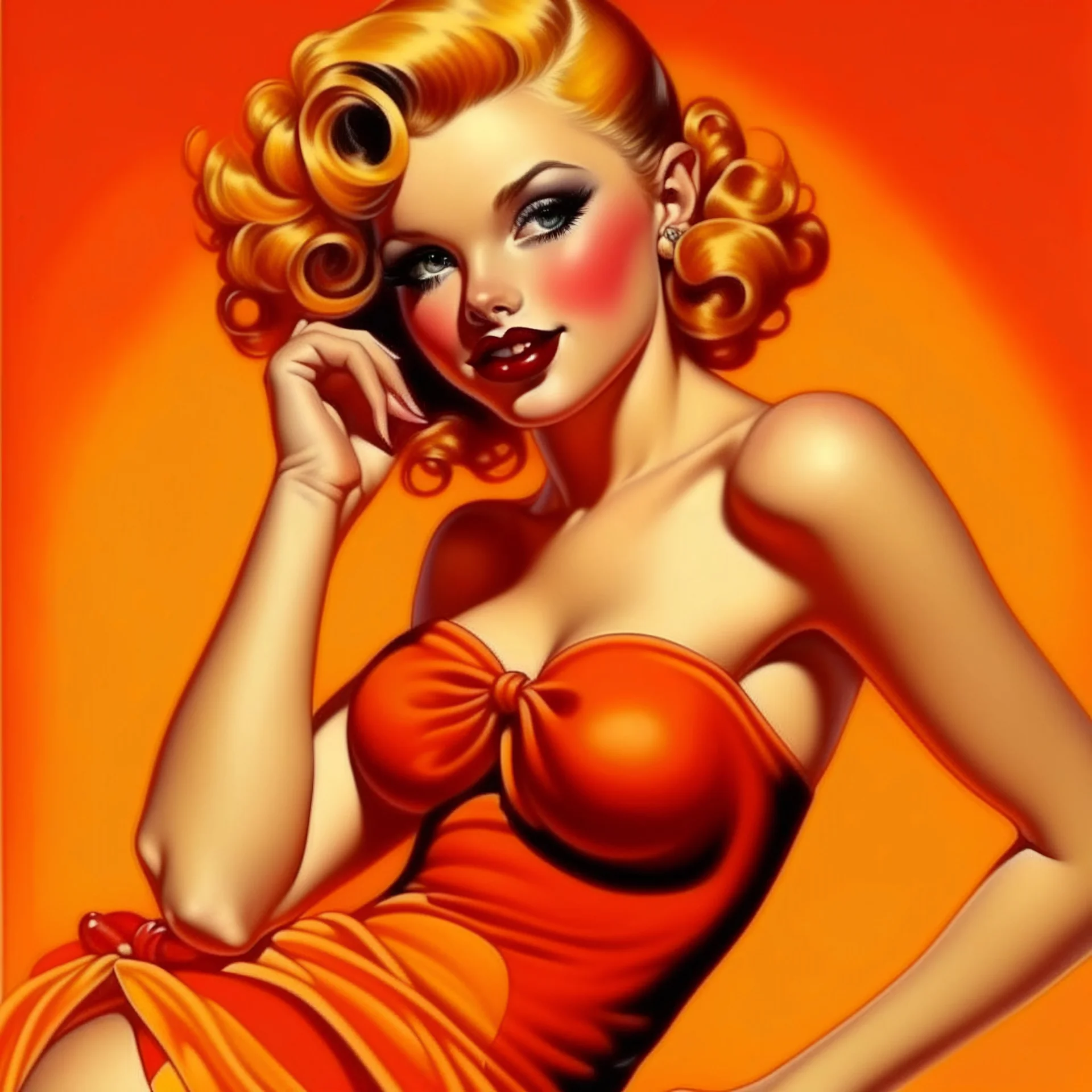 Candy as a pin up in the style of Alberto Vargas