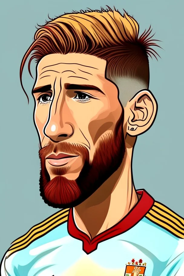 Sergio Ramos Spanish soccer player cartoon 2d