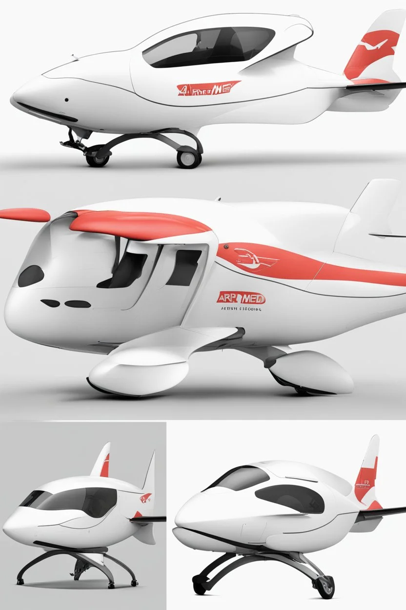 ideation aeroplane airmed inspired by shark with side view, quarter view and front view