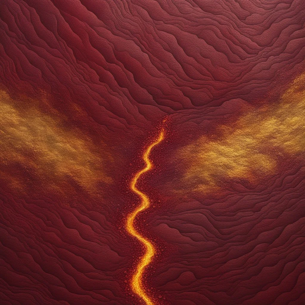 Hyper Realistic Maroon-Path-Texture on Golden-oil-paint-background with burning-embers on it