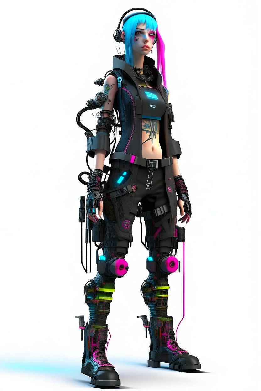 Front view full body vazio cyber punk, walk in cyberpunk city