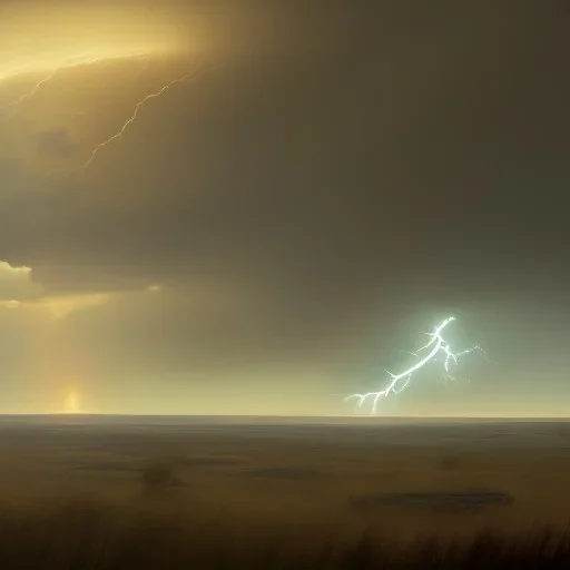 franz frazetta style,plains,lighting bolt strike, storm in the distance