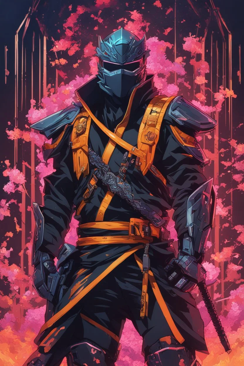 Machine Ninja in solo leveling artstyle, japan them, neon details, full body, apocalypse, intricate details, highly detailed, high details, detailed portrait, masterpiece,ultra detailed,best quality