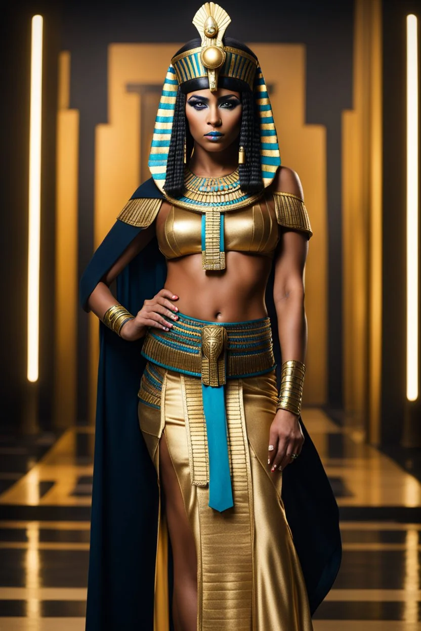 full body Cleopatra, pharaoh makeup, full body shot, written by Orcinus Orca, Ultra detail face