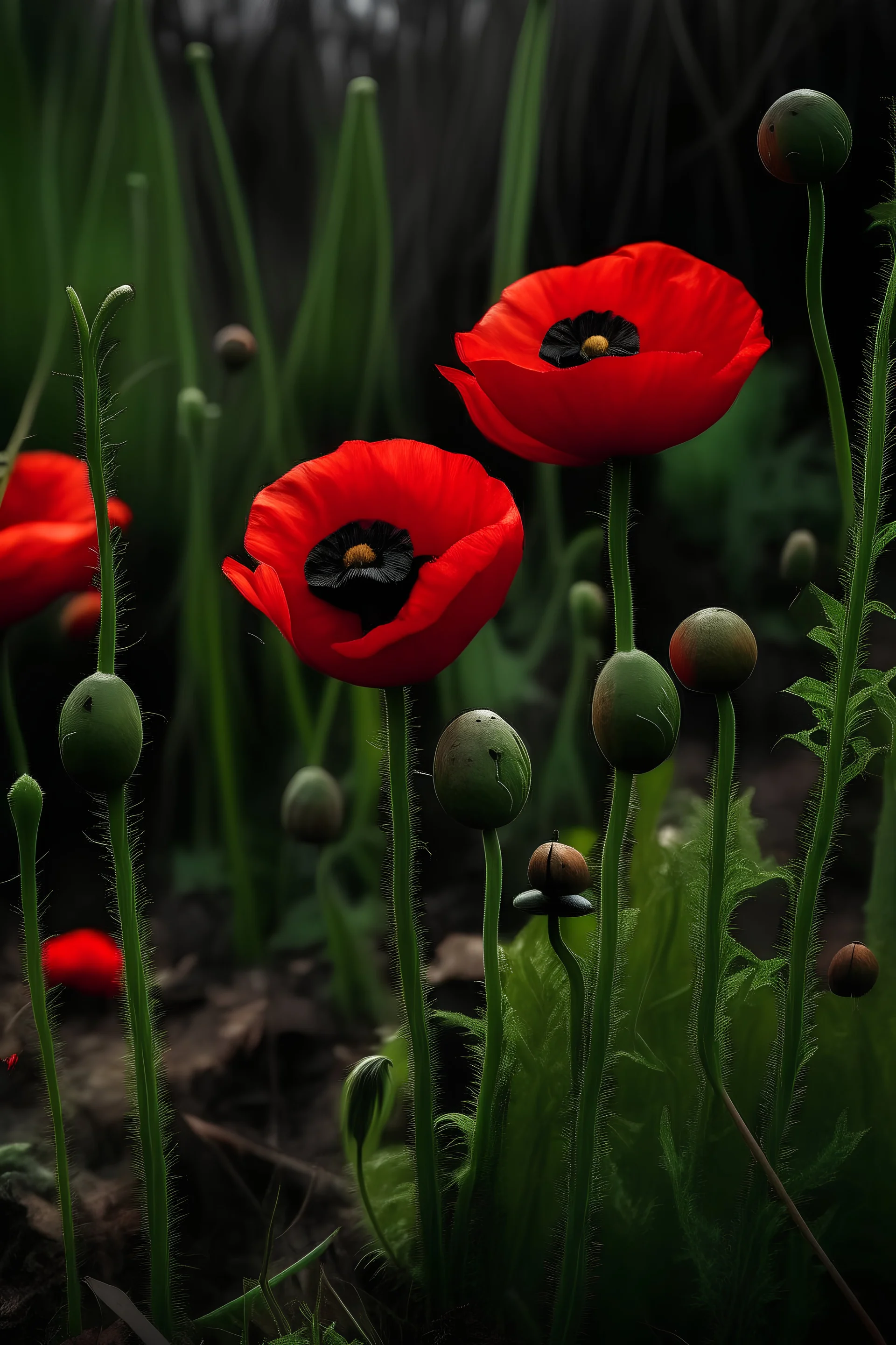 poppies growing out of a zombie