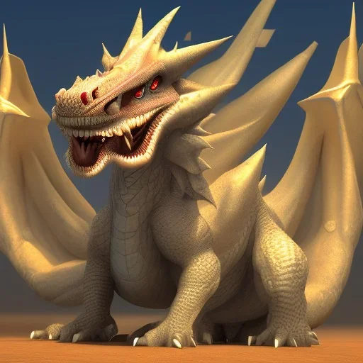 This African Dragon has 1 horn bent backward. Its neck is very short; its snout is vertically tall, medium width, short, smooth, and it has an overbite. Its teeth are retractable. It has no claws, spikes, and armored scales. Its tail is very short and thin. It’s breath weapon is light.